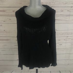 Splendid cowl beck mesh knit black sweater Sz XS